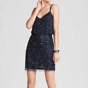 Adrianna Papell Navy Blue Beaded Dress